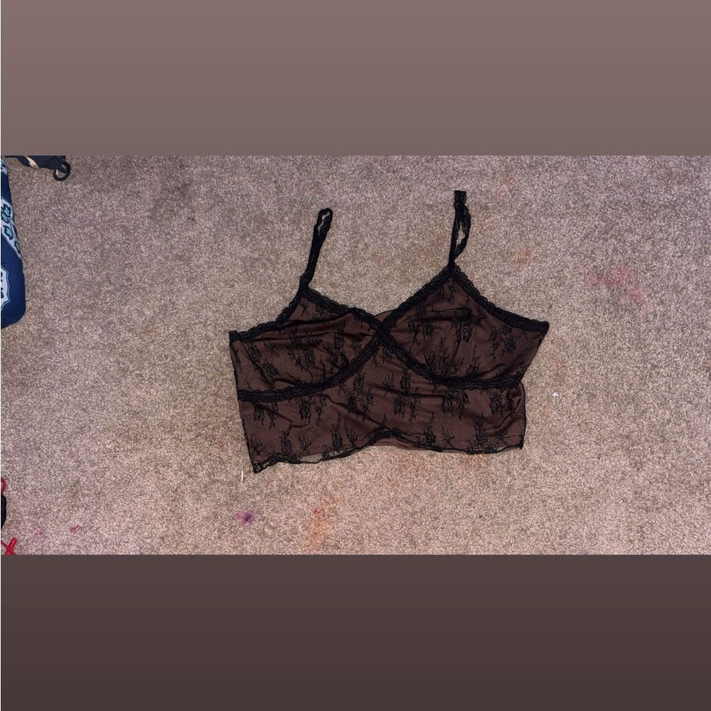 SHEIN Black Lace Crop Top